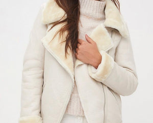 The Jamie Aviator Jacket in Cream