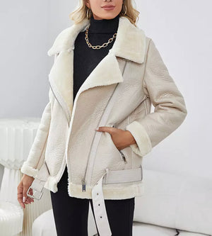 The Jamie Aviator Jacket in Cream