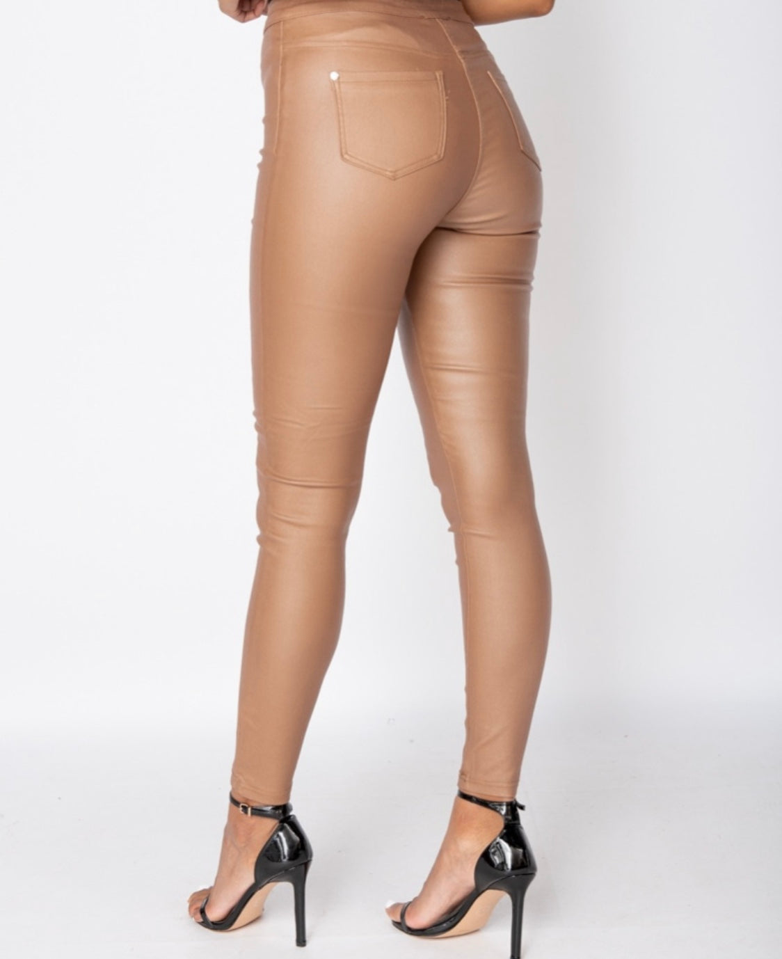 The Brooklyn Leather Coated Pants In Camel