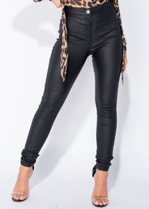 The Brooklyn Leather Coated Pants In Black