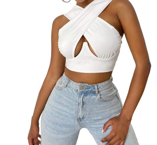 Don't You Know It Front Cross Halter Crop Top