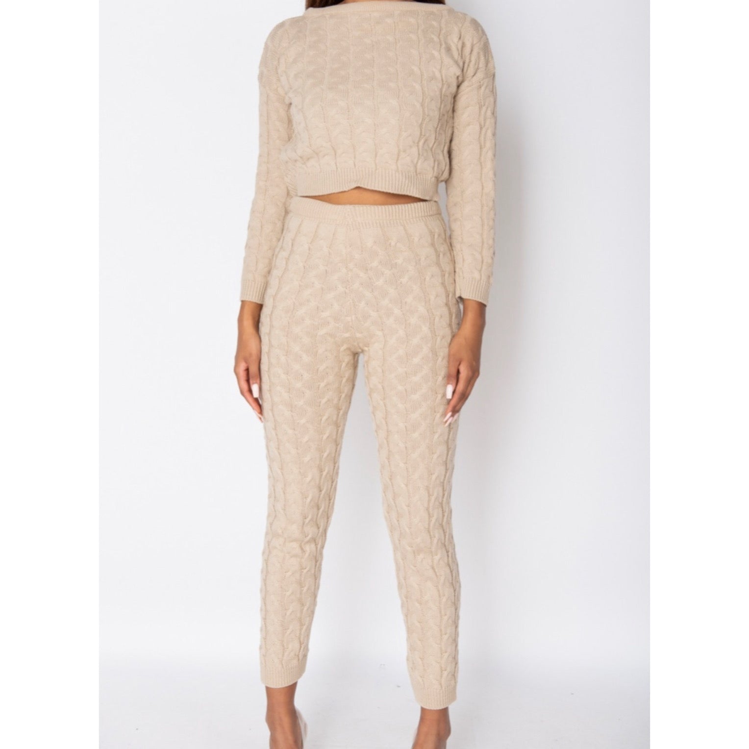 The Adrianna Cable Knit Set in Black